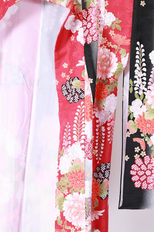 Japanese kimono,hakama 2piece set used  L-size  polyester /B1086