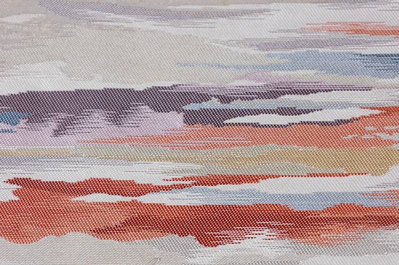 Nagoya obi new (sash) - Silver, Gold, Brown, Purple, Blue - Kasumi (mist) pattern - L105