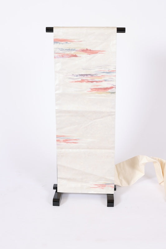 Nagoya obi new (sash) - Silver, Gold, Brown, Purple, Blue - Kasumi (mist) pattern - L105