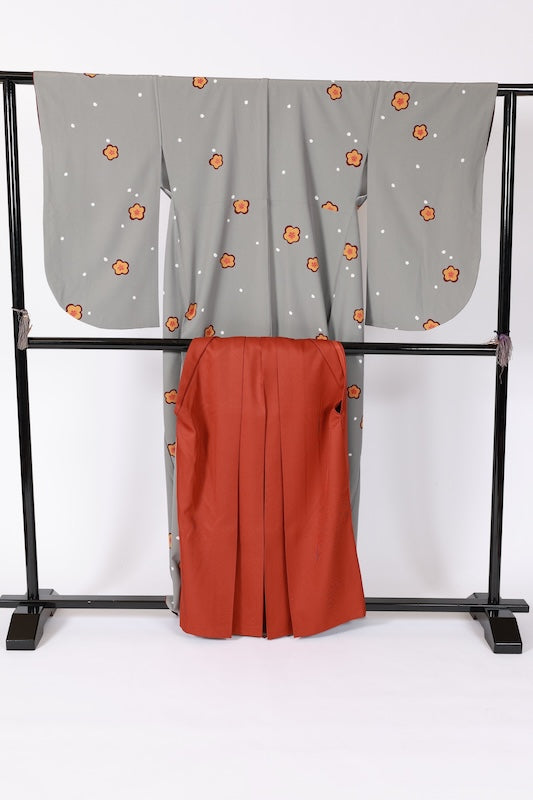 Japanese kimono,hakama,nagazyuban 3 piece set  used L-size  polyester /B1089