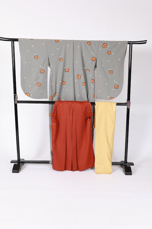 Japanese kimono,hakama,nagazyuban 3 piece set  used L-size  polyester /B1089