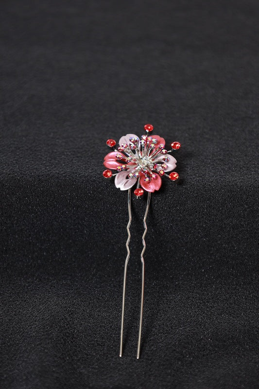 Hair Ornament  Silver & Red pre-owned / D37