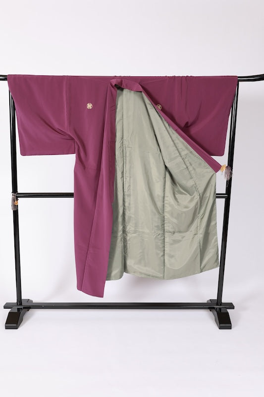 Japanese Men's kimono,hakama,kaku-obi 3piece set used L-size  polyester /B1085