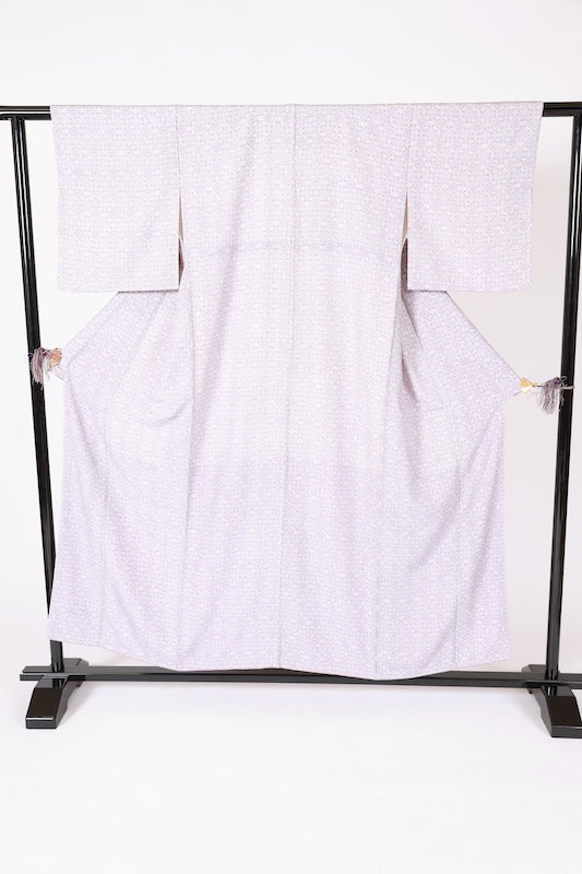 Japanese kimono used Komon  - Lavender and white with small floral pattern - L115