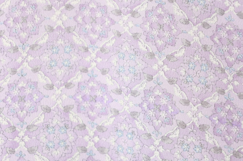 Japanese kimono used Komon  - Lavender and white with small floral pattern - L115