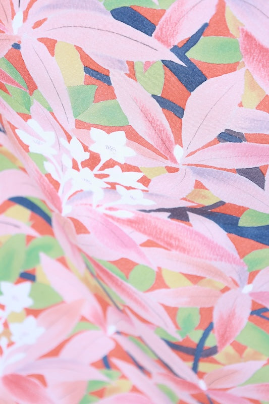 Japanese formal kimono used - Royal colors: cherry blossom pink, green, light purple, floral pattern, hand-painted Yuzen dyeing, artist's work, L113