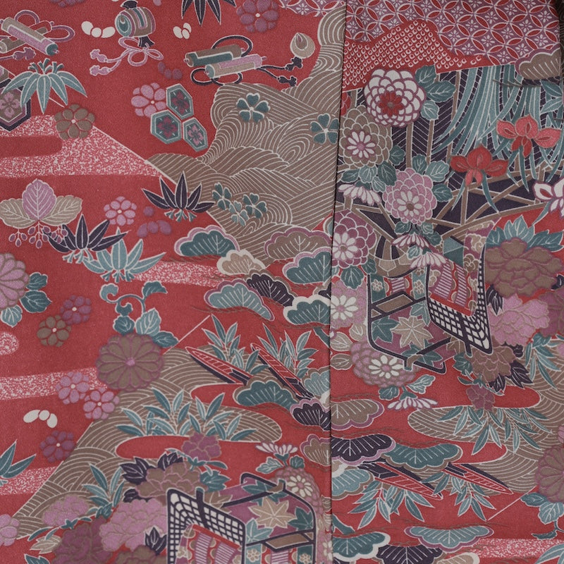 Japanese kimono  (M) -size washable   polyester / B392