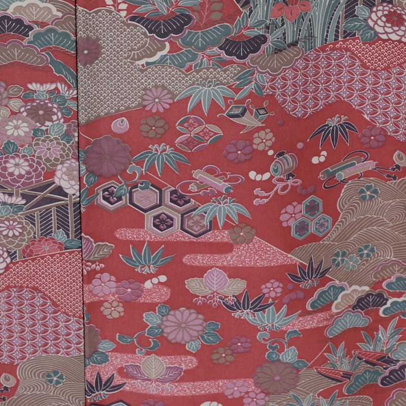 Japanese kimono  (M) -size washable   polyester / B392