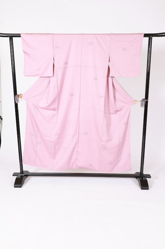 Japanese kimono used, light purple, continuous pattern, pine bark diamond pattern, L112