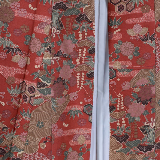 Japanese kimono  (M) -size washable   polyester / B392