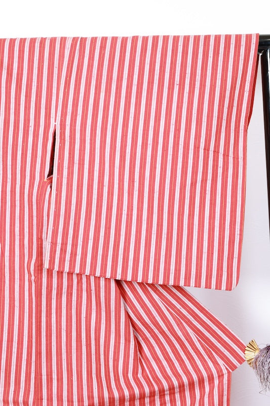 Komon kimono Red stripes used /D56