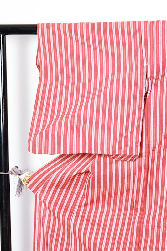 Komon kimono Red stripes used /D56