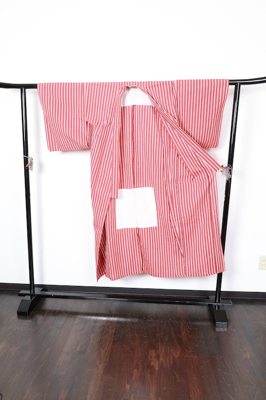 Komon kimono Red stripes used /D56