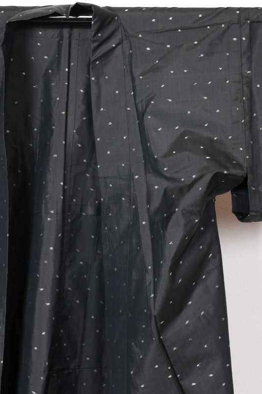 Tsumugi kimono black Hand-woven used /D61