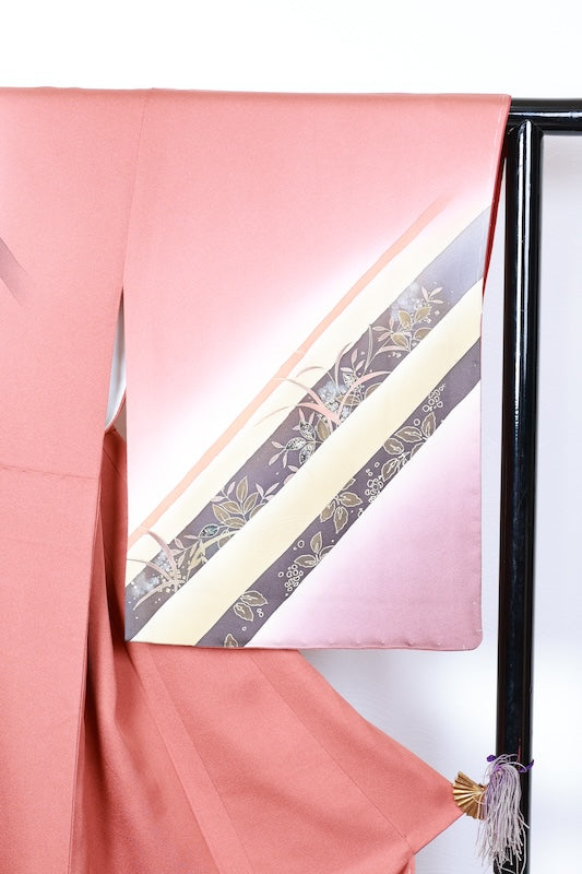 Houmongi kimono brown beige new /D62
