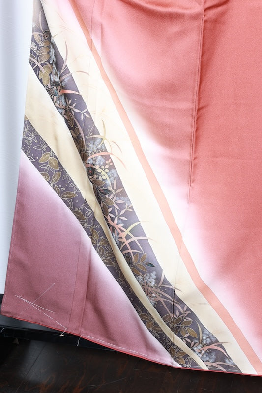 Houmongi kimono brown beige new /D62