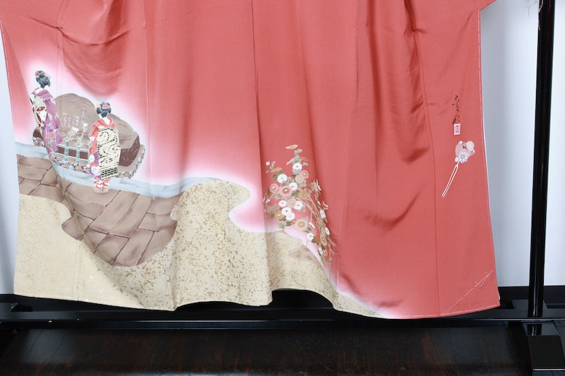 Irotomesode kimono Hand-drawn new /R