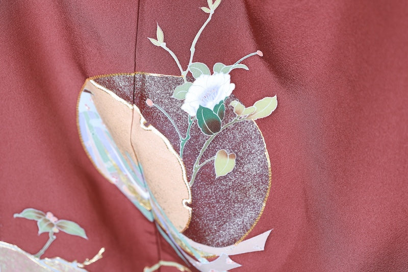 Irotomesode kimono Eye-catching color used /R423