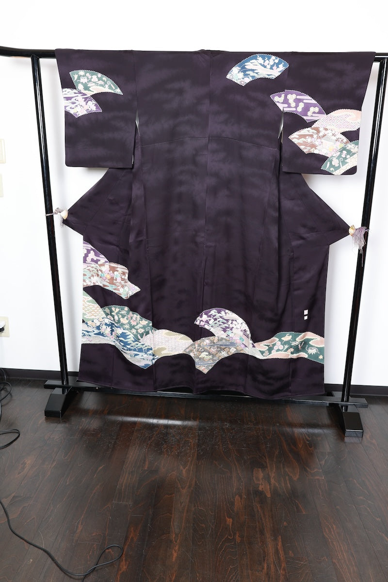 Houmongi kimono A refined deep bellflower-blue used /R425