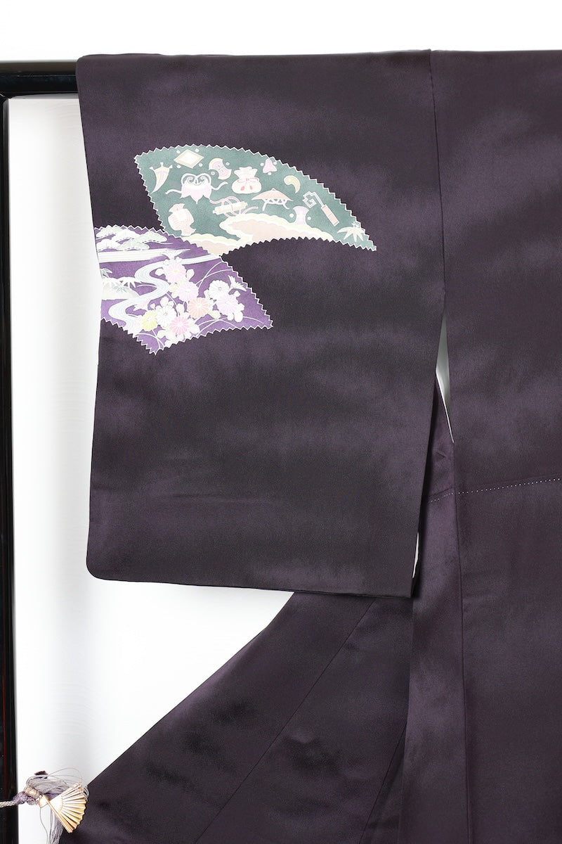 Houmongi kimono A refined deep bellflower-blue used /R425