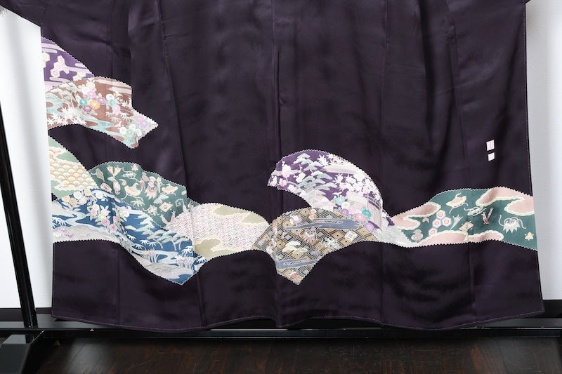 Houmongi kimono A refined deep bellflower-blue used /R425