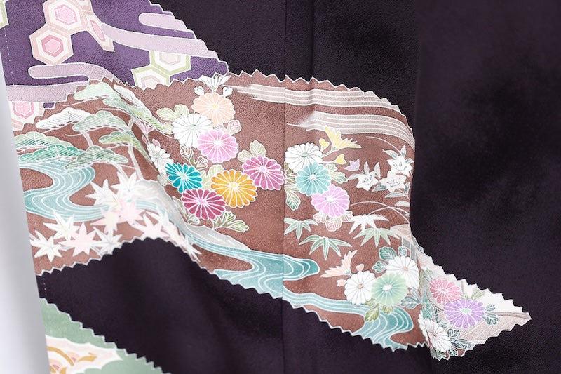 Houmongi kimono A refined deep bellflower-blue used /R425