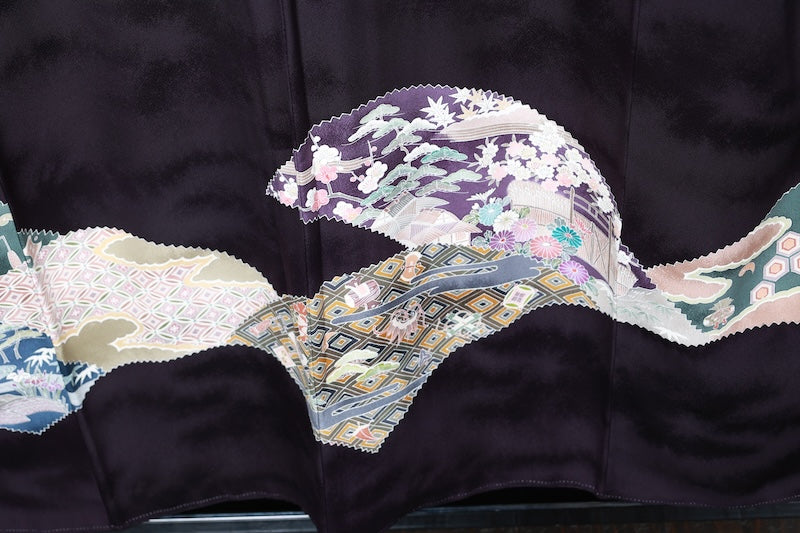 Houmongi kimono A refined deep bellflower-blue used /R425