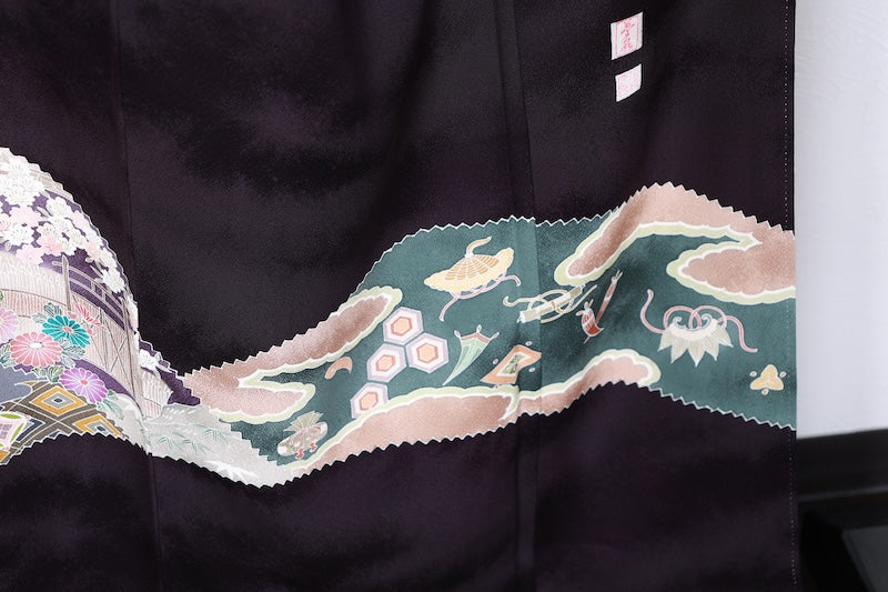 Houmongi kimono A refined deep bellflower-blue used /R425