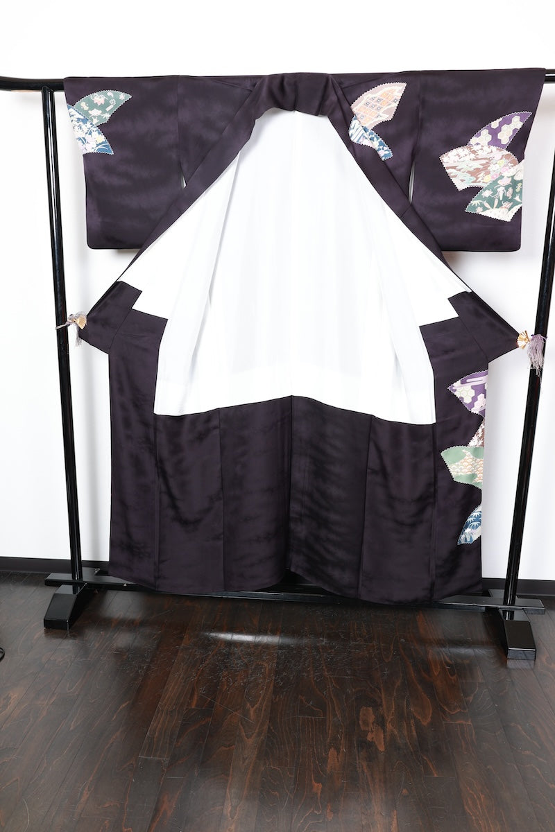 Houmongi kimono A refined deep bellflower-blue used /R425