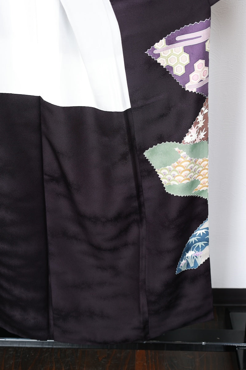 Houmongi kimono A refined deep bellflower-blue used /R425