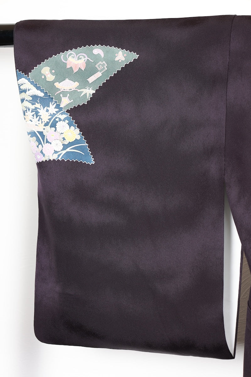 Houmongi kimono A refined deep bellflower-blue used /R425