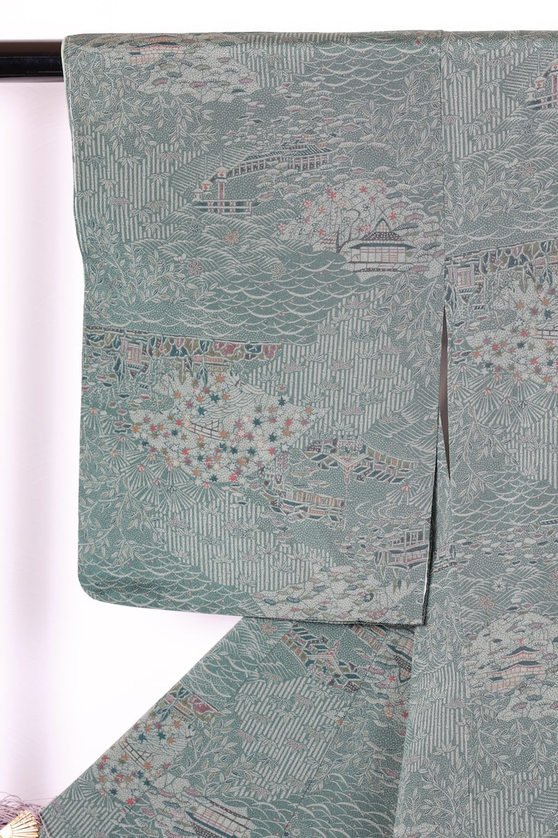Edokomon kimono Carving the landscape. new /R422