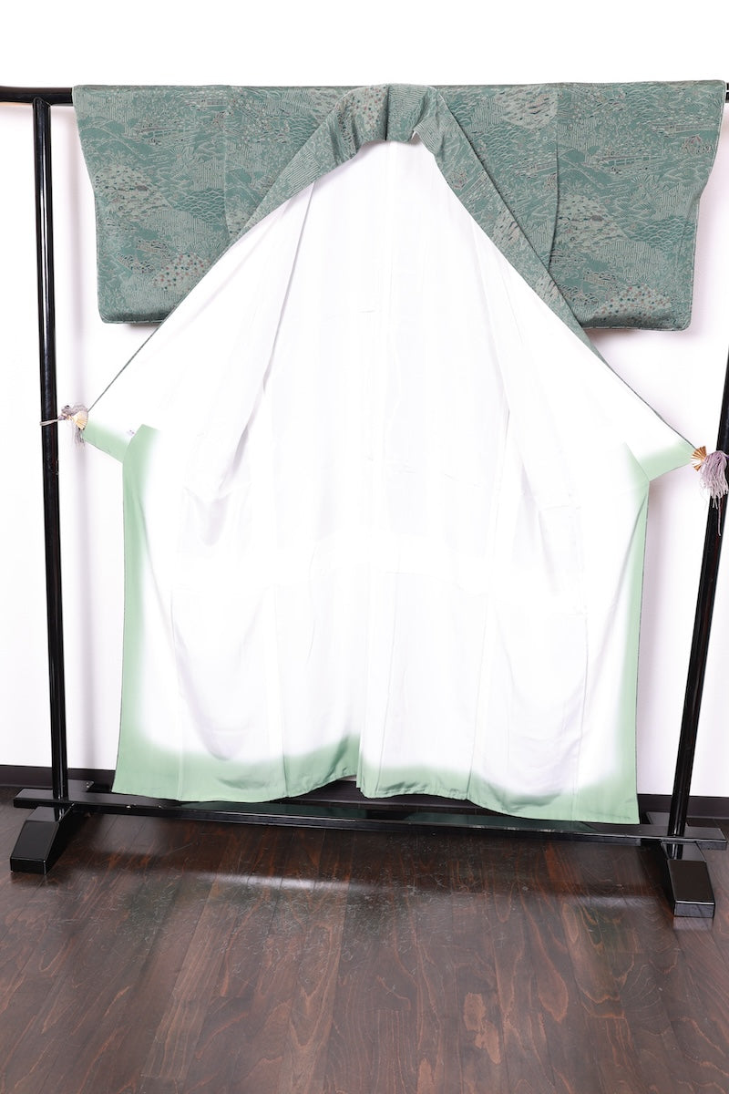 Edokomon kimono Carving the landscape. new /R422