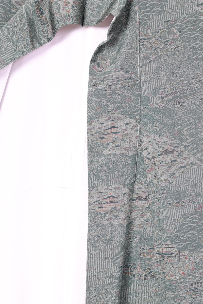 Edokomon kimono Carving the landscape. new /R422