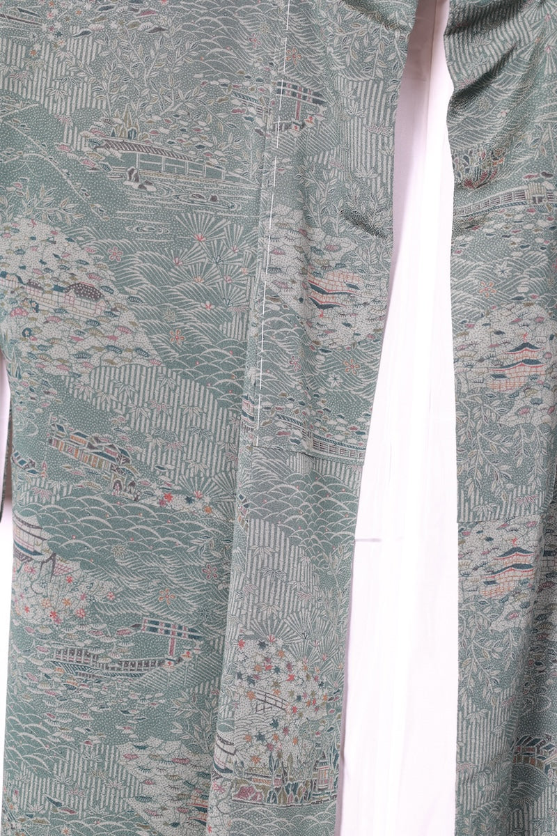 Edokomon kimono Carving the landscape. new /R422