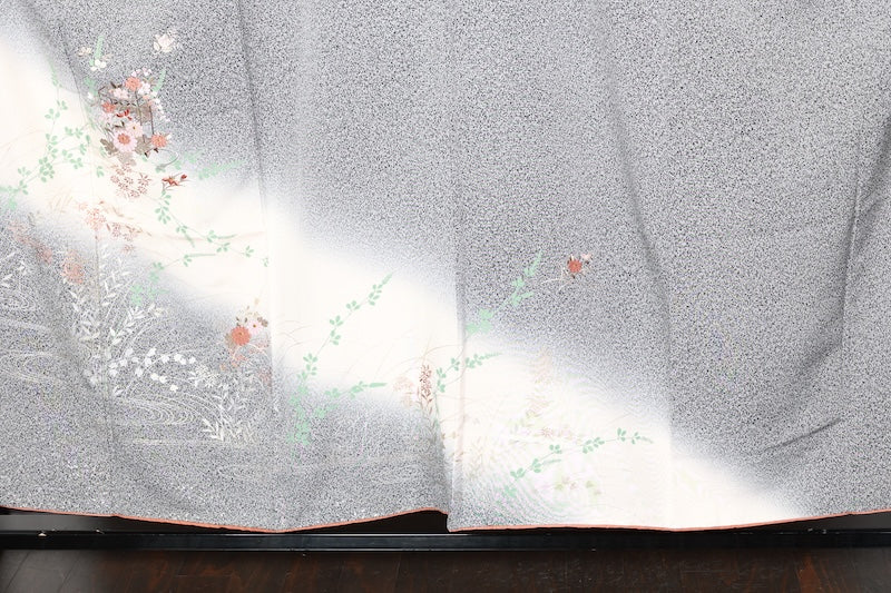 Houmongi kimono Floral embroidery used /R421