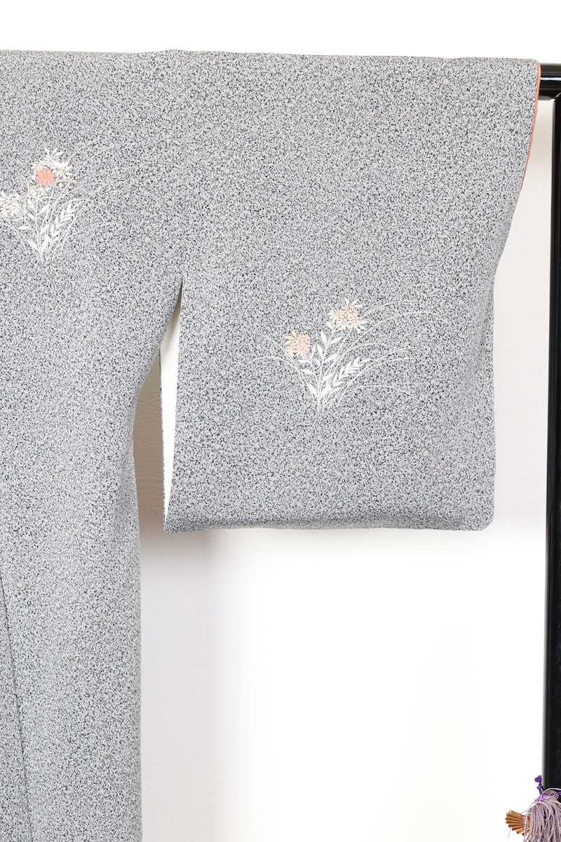Houmongi kimono Floral embroidery used /R421