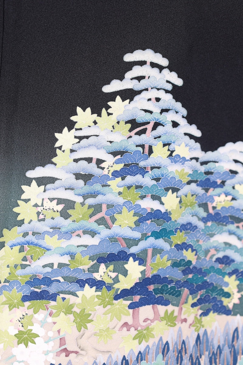 Kurotomesode kimono Yanbaru Scenery used /R419