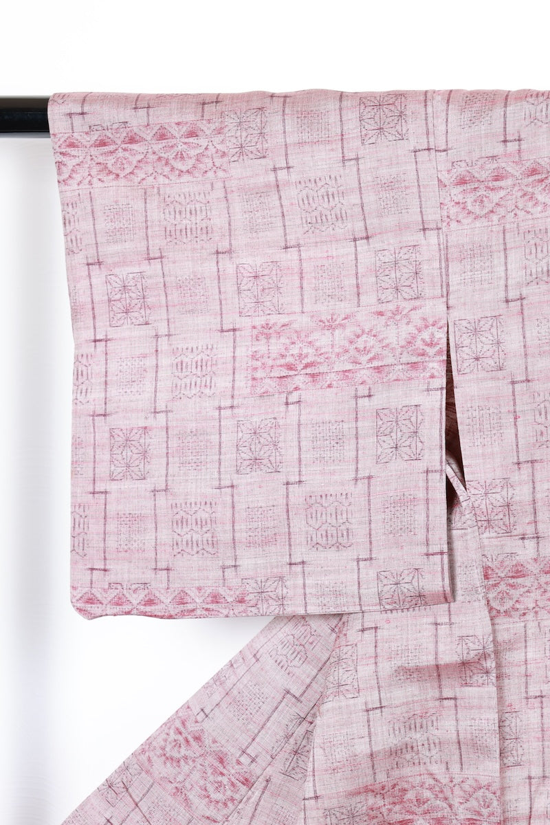 Tsumugi kimono Stylish purple used /R418