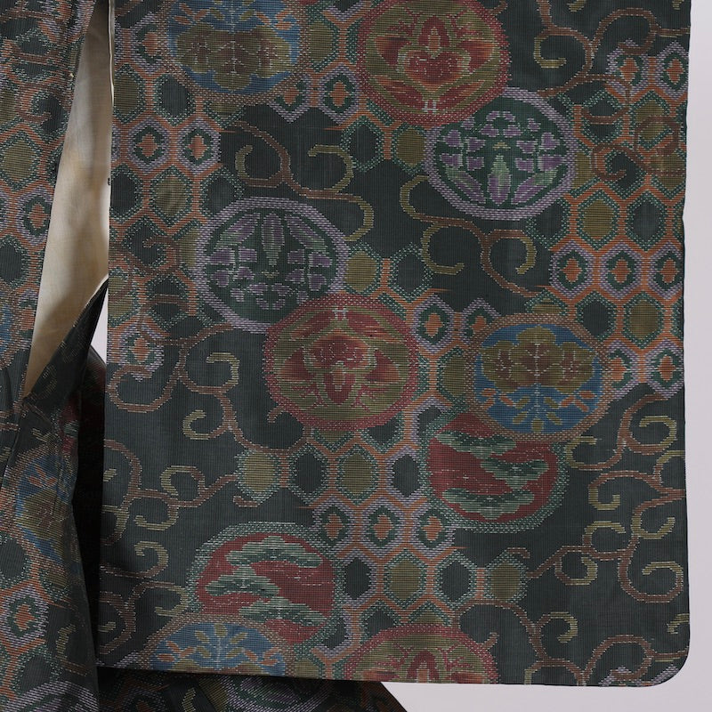 Japanese kimono  (Tsumugi) M-size 100% silk  / 1371