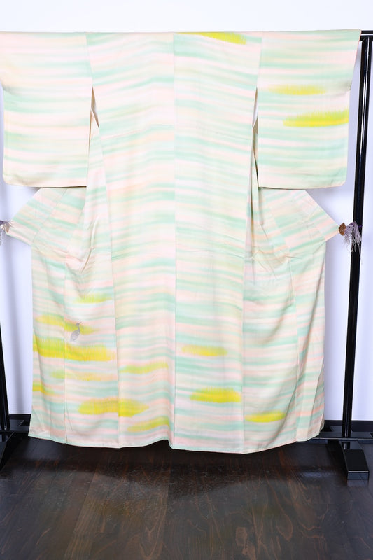 Tsukesage kimono yellow green Pre-owned/R434