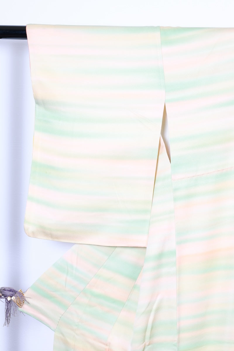 Tsukesage kimono yellow green /R434
