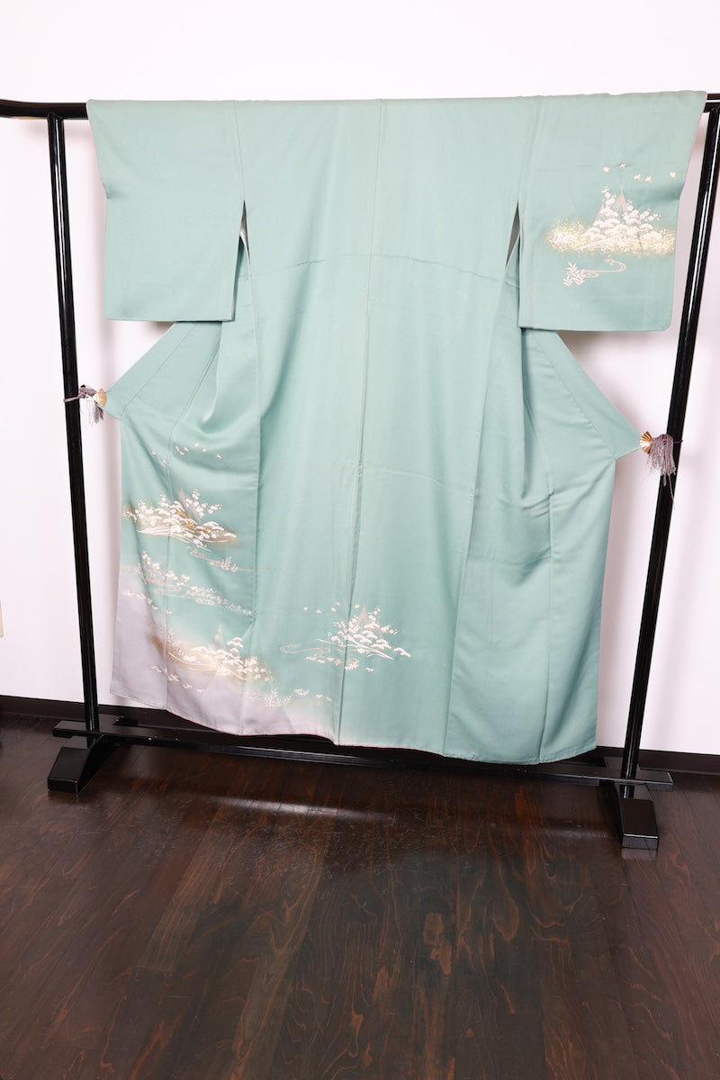 Houmongi kimono Elegant pale blue-green /R441