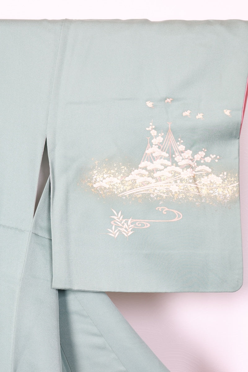 Houmongi kimono Elegant pale blue-green /R441