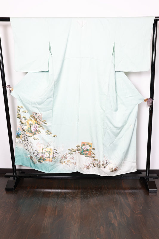 Irotomesode kimono A gentle light blue new /R440