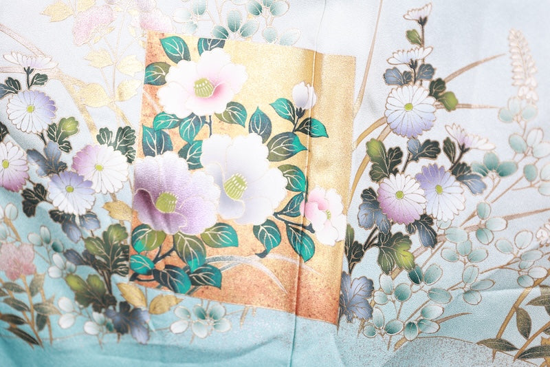 Irotomesode kimono A gentle light blue new /R440