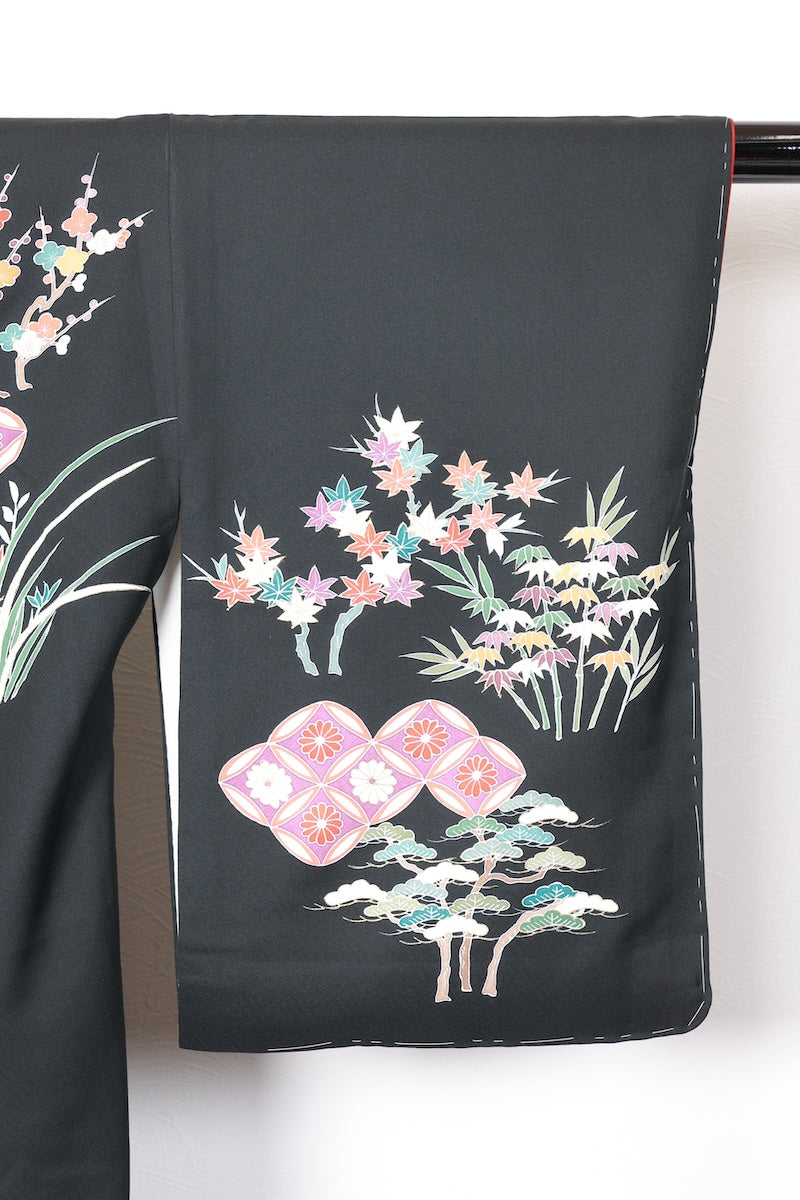 Houmongi kimono Basic black new /R436