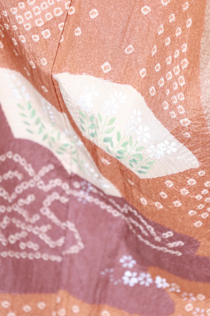 Houmongi kimono brown white pre-owned /R438