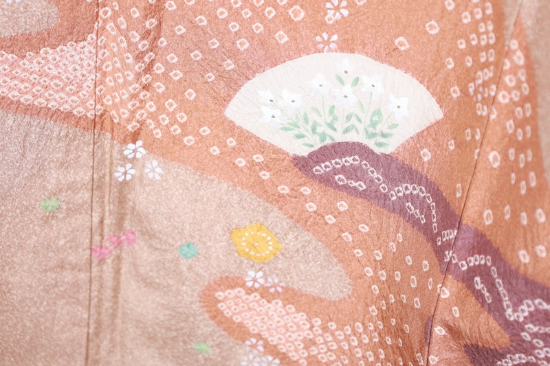Houmongi kimono brown white pre-owned /R438