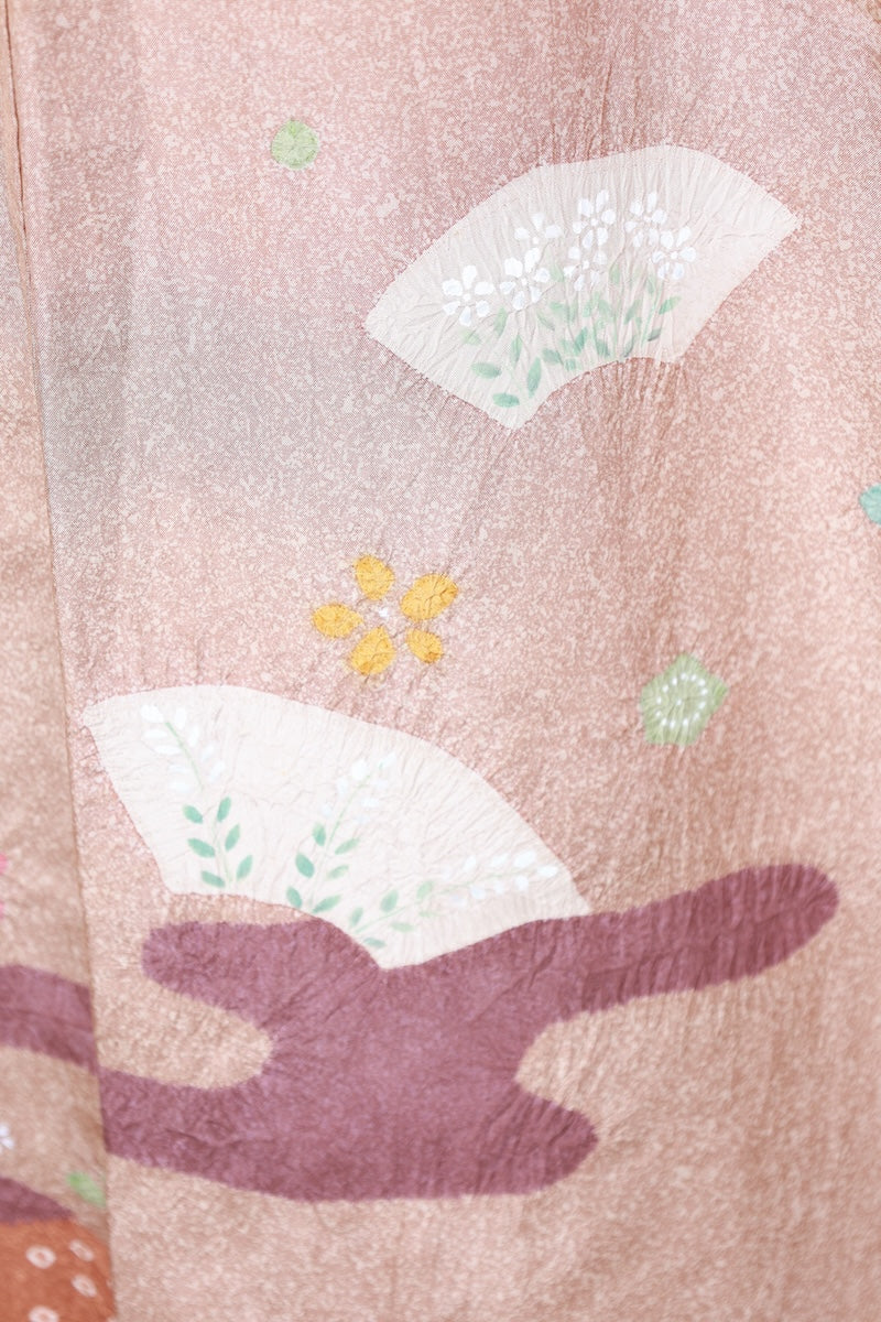 Houmongi kimono brown white pre-owned /R438